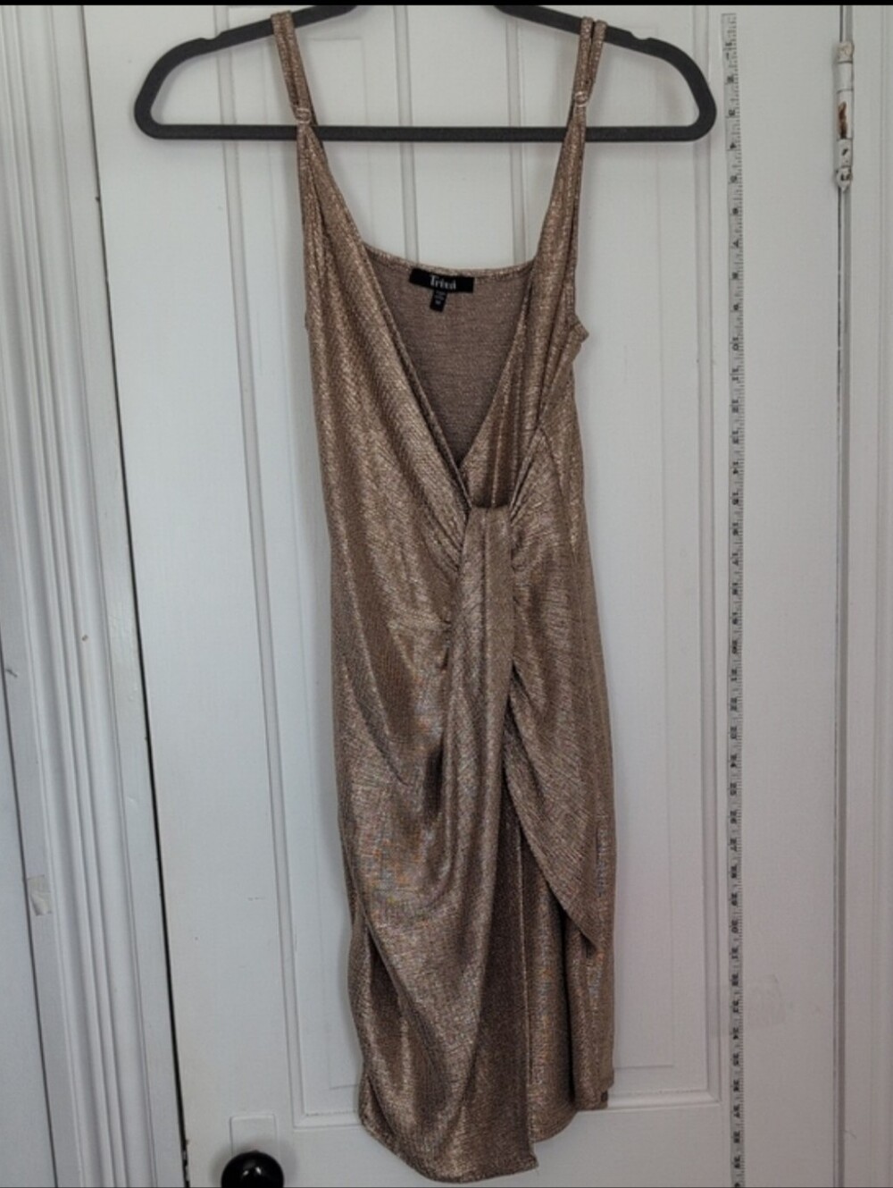 Trixxi Metallic Gold Twist-Front Mini Dress - Picture 3 of 4